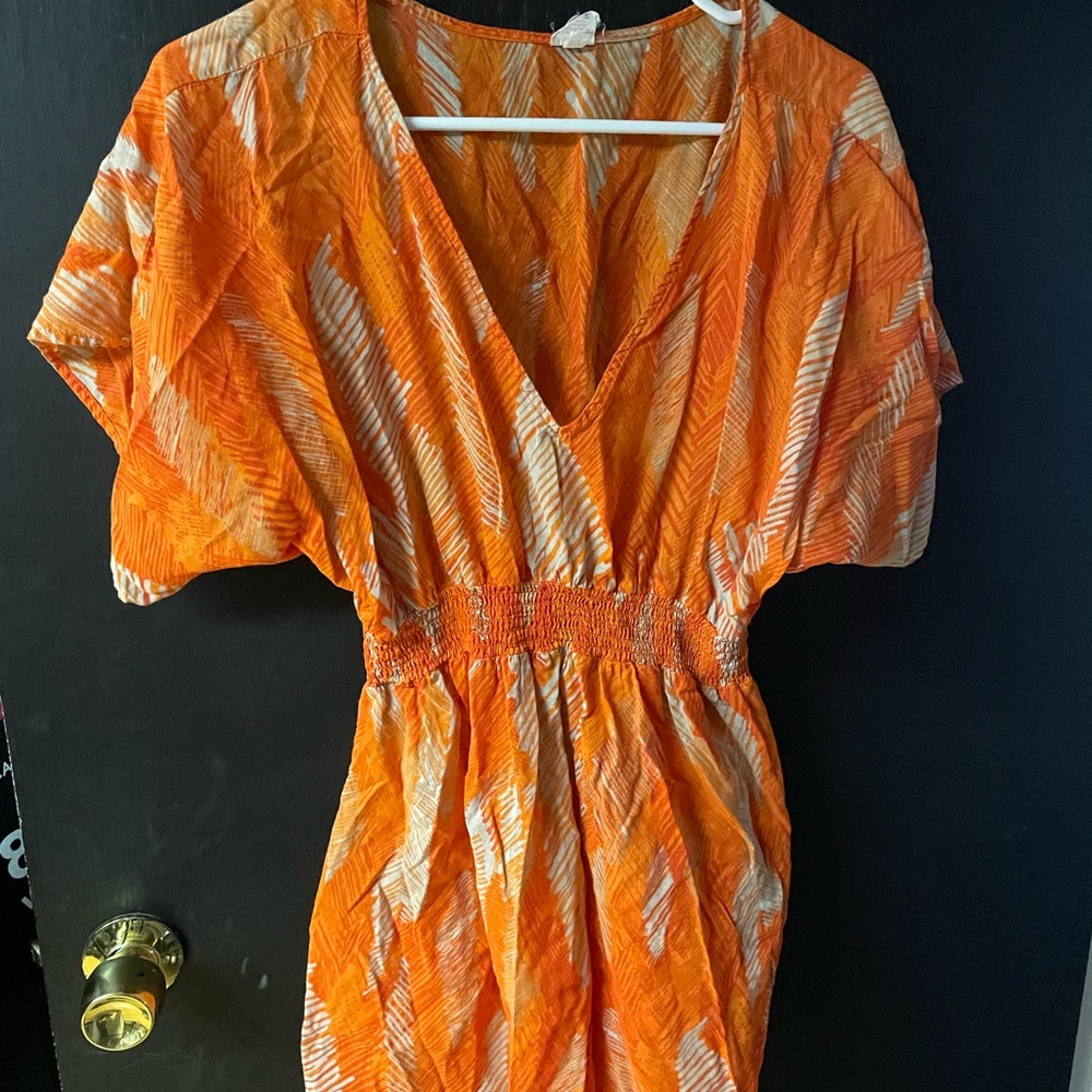 Orange bathing suite cover up. Pool cover up - Picture 2 of 2